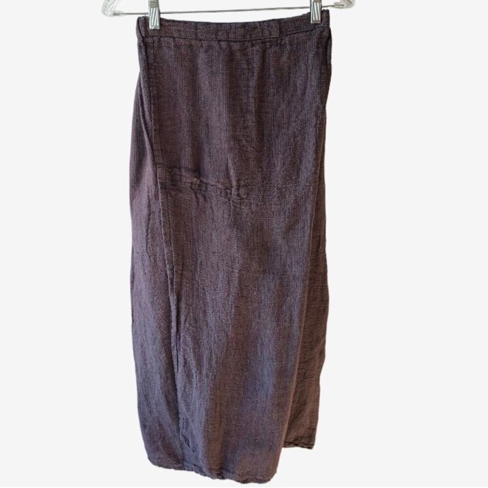 Vintage Flax by Jeanne Engelhart Wrap it Up Maxi Skirt S Faux Wrap Brown Linen